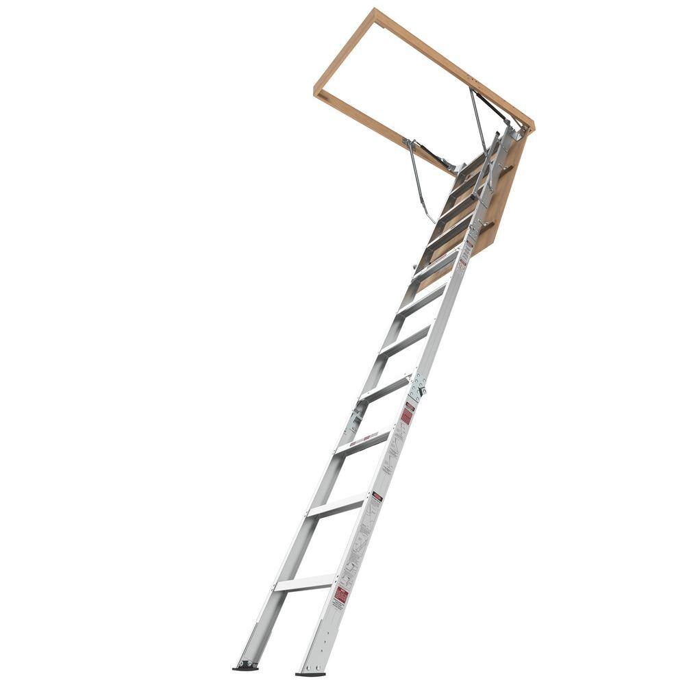 Misopily SA1128B002-25 7 ft. 8 in.-10 ft. 3 in. Ceiling Height, 25 in. x 54 in. Aluminum Attic Ladder, 375 lbs. Load Capacity1