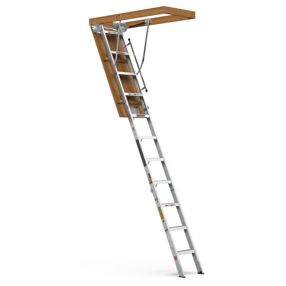 Misopily SA1128B002-25 7 ft. 8 in.-10 ft. 3 in. Ceiling Height, 25 in. x 54 in. Aluminum Attic Ladder, 375 lbs. Load Capacity13