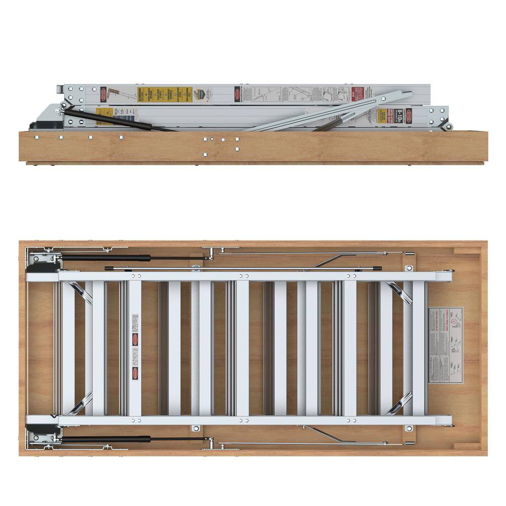 Misopily SA1128B002-25 7 ft. 8 in.-10 ft. 3 in. Ceiling Height, 25 in. x 54 in. Aluminum Attic Ladder, 375 lbs. Load Capacity7