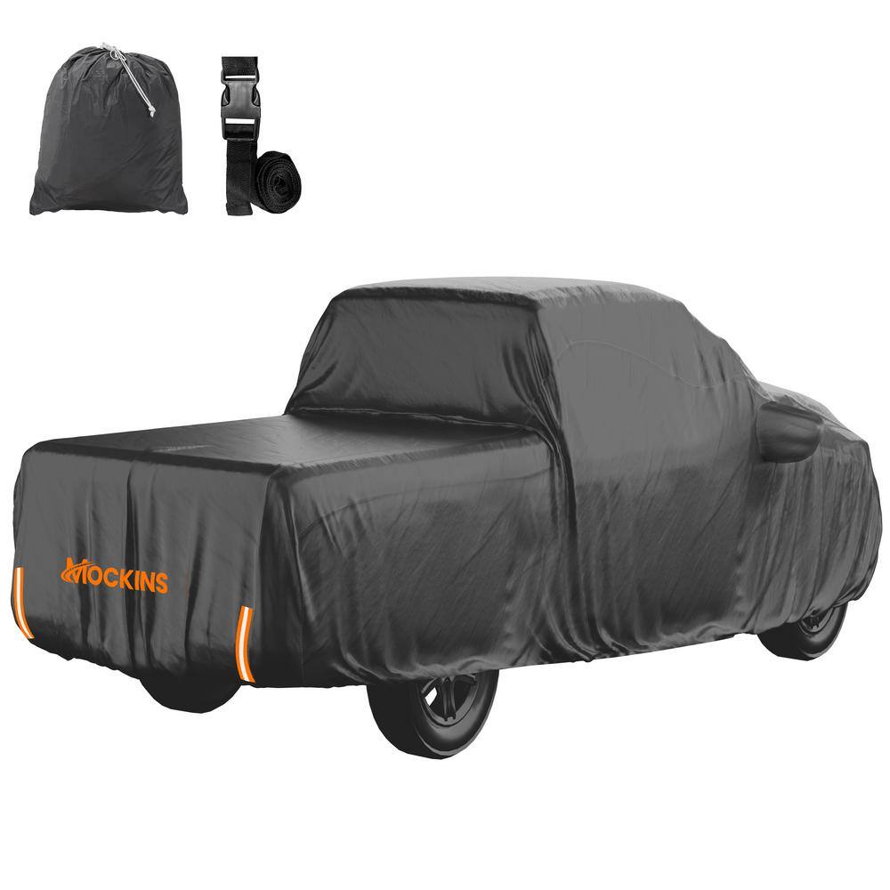 Mockins MA-00 235 in. x 80 in. x 77 in. Extra Thick Heavy-Duty Waterproof Pickup Truck Car Cover - 250g PVC Cotton Lined - Black Mockins MA-00 235 in. x 80 in. x 77 in. Extra Thick Heavy-Duty Waterproof Pickup Truck Car Cover - 250g PVC Cotton Lined - Black