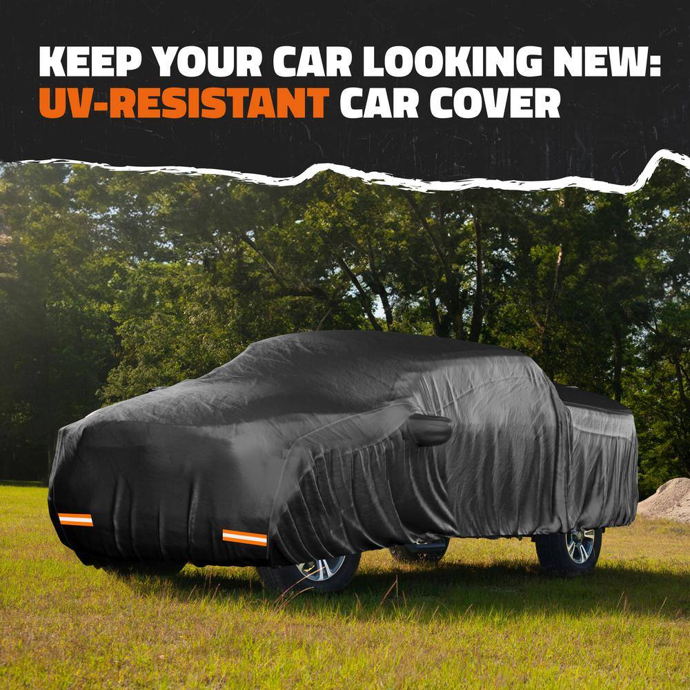 Mockins MA-00 235 in. x 80 in. x 77 in. Extra Thick Heavy-Duty Waterproof Pickup Truck Car Cover - 250g PVC Cotton Lined - Black0