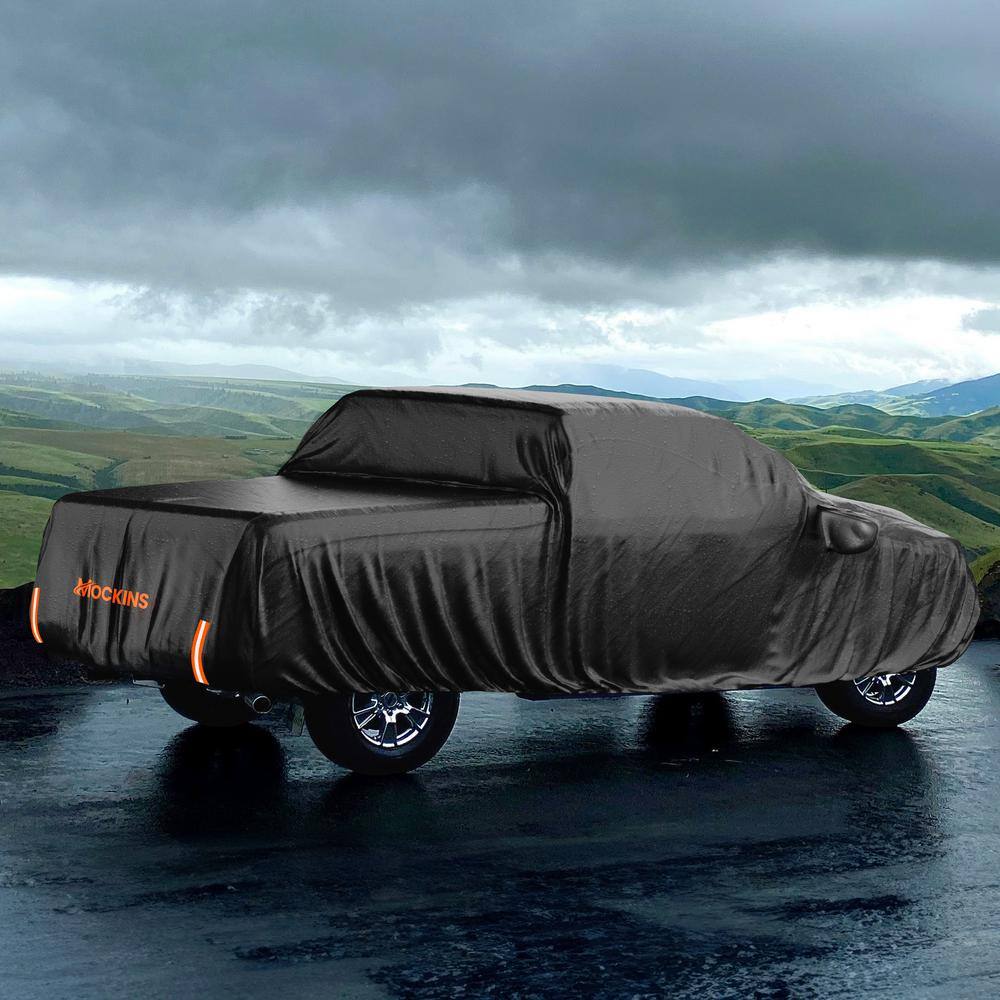 Mockins MA-00 235 in. x 80 in. x 77 in. Extra Thick Heavy-Duty Waterproof Pickup Truck Car Cover - 250g PVC Cotton Lined - Black11