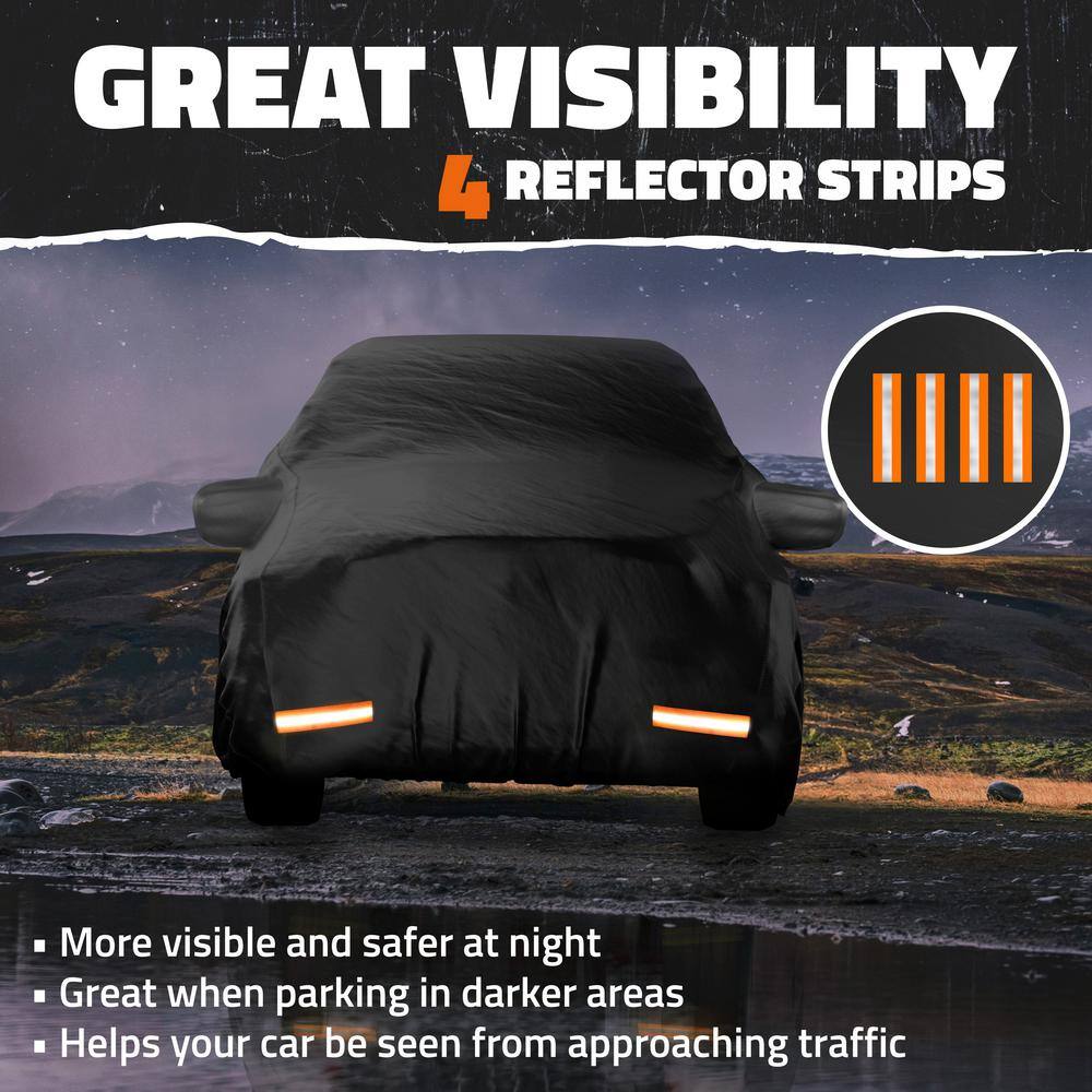 Mockins MA-00 235 in. x 80 in. x 77 in. Extra Thick Heavy-Duty Waterproof Pickup Truck Car Cover - 250g PVC Cotton Lined - Black2