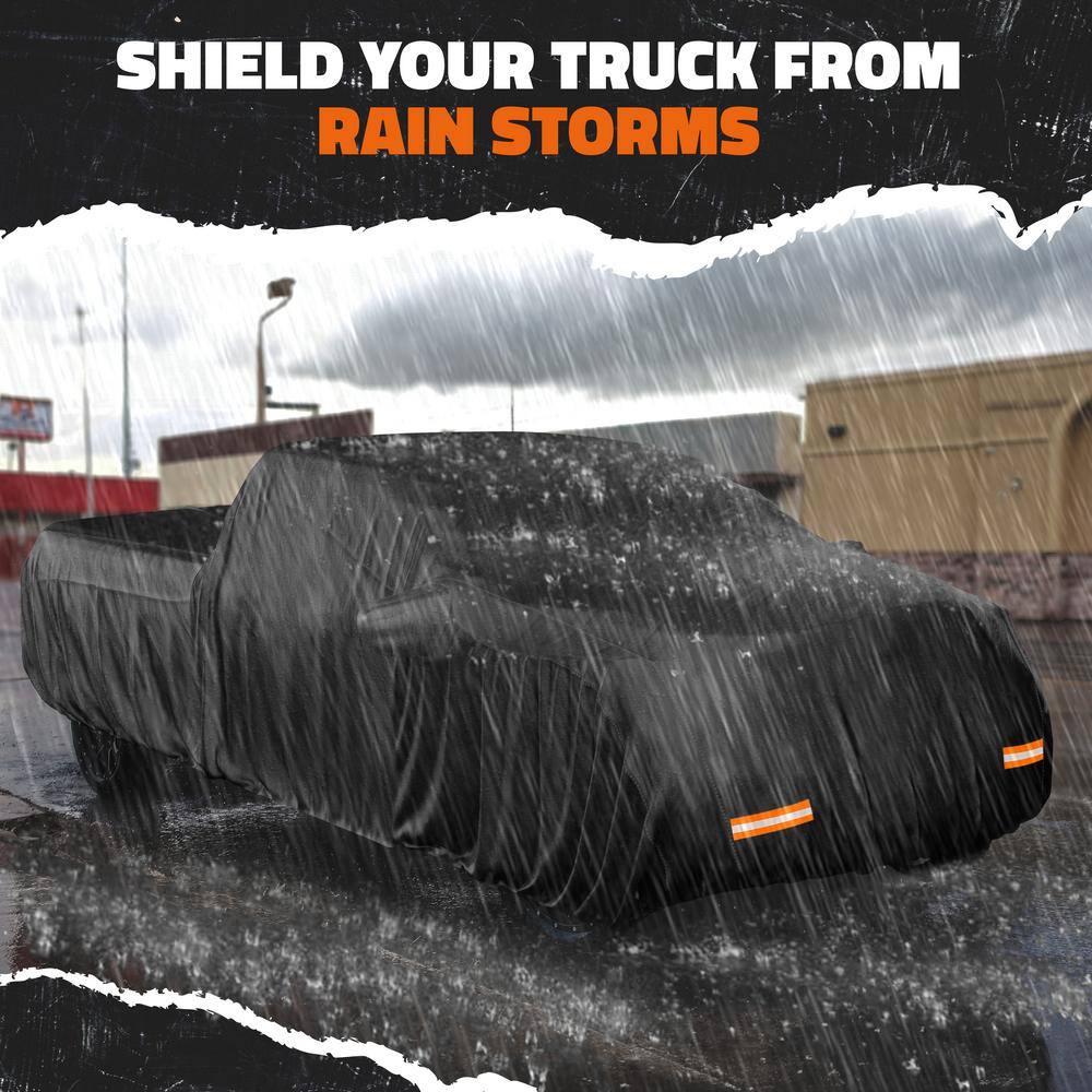 Mockins MA-00 235 in. x 80 in. x 77 in. Extra Thick Heavy-Duty Waterproof Pickup Truck Car Cover - 250g PVC Cotton Lined - Black8