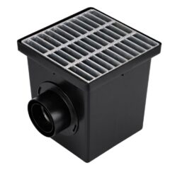 NDS 1200MTLKITRTL 12 in. Square Catch Basin Drain Kit with 2-Opening Catch Basin Steel Grate 2-Outlet Adapters 1-Outlet Plug