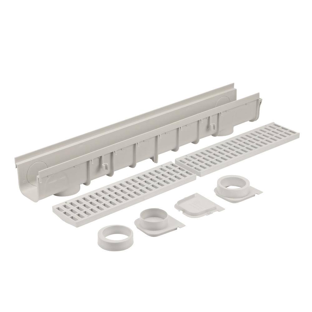 NDS 864G Pro Series 5 in. x 40 in. Channel Drain and Grate Kit with End Outlet5