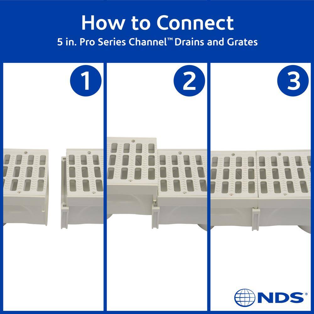 NDS 864G Pro Series 5 in. x 40 in. Channel Drain and Grate Kit with End Outlet7