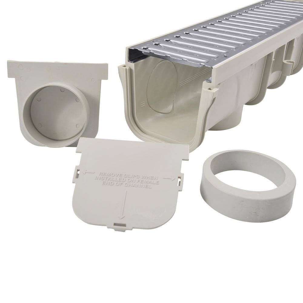 NDS 864GMTL Pro Series 5 in. x 40 in. Channel Drain Kit with Metal Grate`