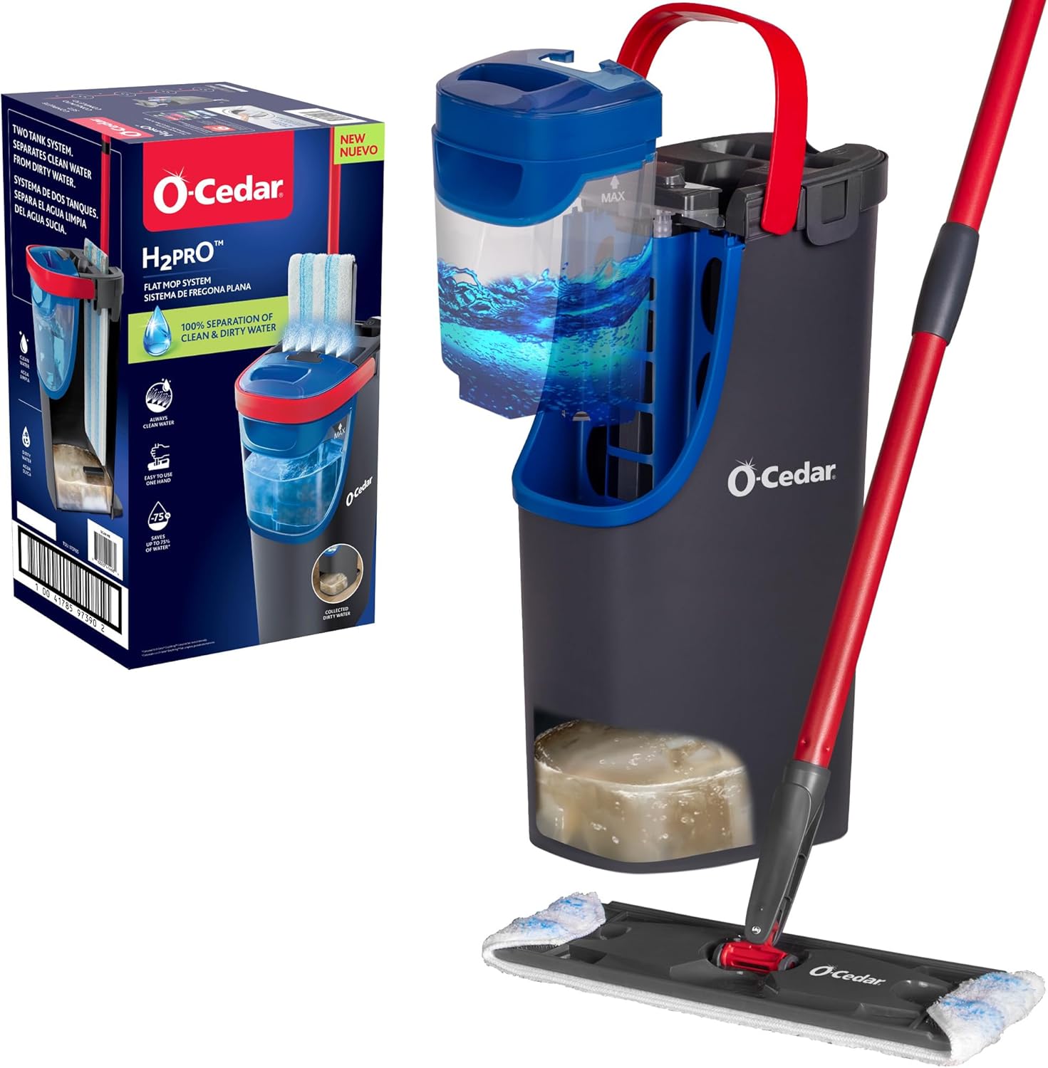 O-Cedar H2prO Flat Mop System Quick Cleaning Tool Clean with Clean Water Machine Washable Reusable Microfiber Mop Pad Safe on Wood Floors, Vinyl, Tile, Baseboards, Walls O-Cedar H2prO Flat Mop System | Quick Cleaning Tool | Clean with Clean Water | Machine Washable Reusable Microfiber Mop Pad | Safe on Wood Floors, Vinyl, Tile, Baseboards, Walls