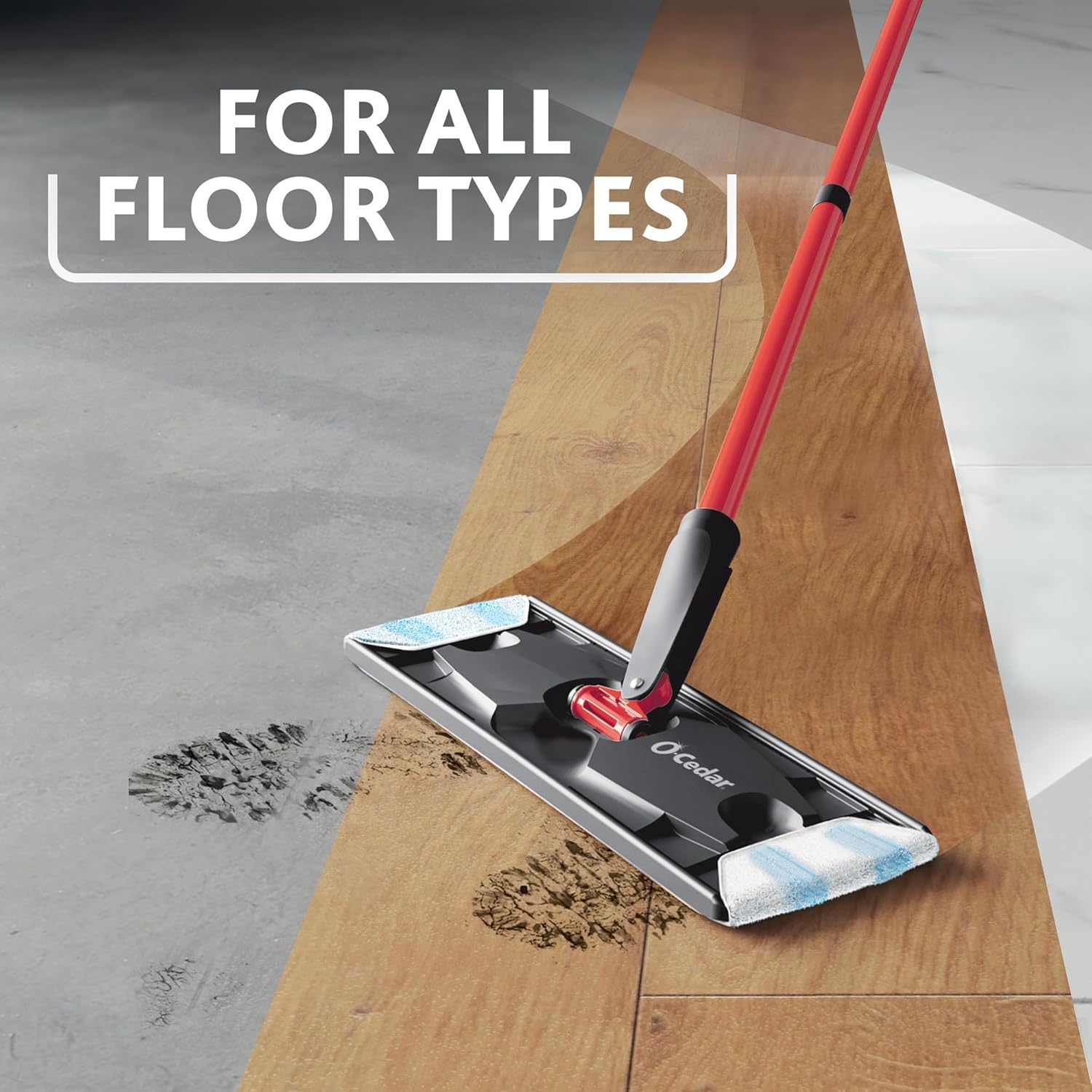 O-Cedar H2prO Flat Mop System Quick Cleaning Tool Clean with Clean Water Machine Washable Reusable Microfiber Mop Pad Safe on Wood Floors, Vinyl, Tile, Baseboards, Walls18