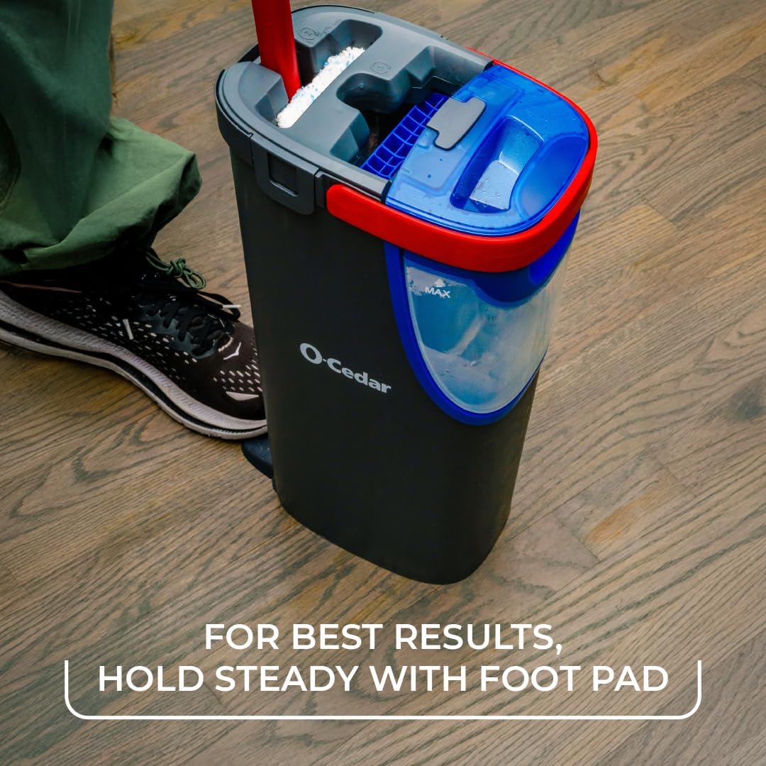 O-Cedar H2prO Flat Mop System Quick Cleaning Tool Clean with Clean Water Machine Washable Reusable Microfiber Mop Pad Safe on Wood Floors, Vinyl, Tile, Baseboards, Walls5