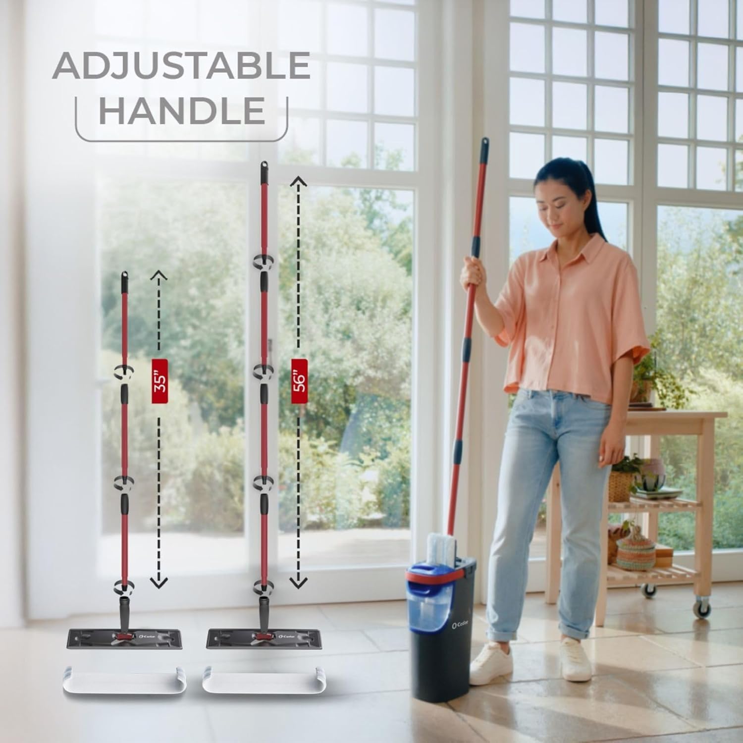 O-Cedar H2prO Flat Mop System Quick Cleaning Tool Clean with Clean Water Machine Washable Reusable Microfiber Mop Pad Safe on Wood Floors, Vinyl, Tile, Baseboards, Walls6