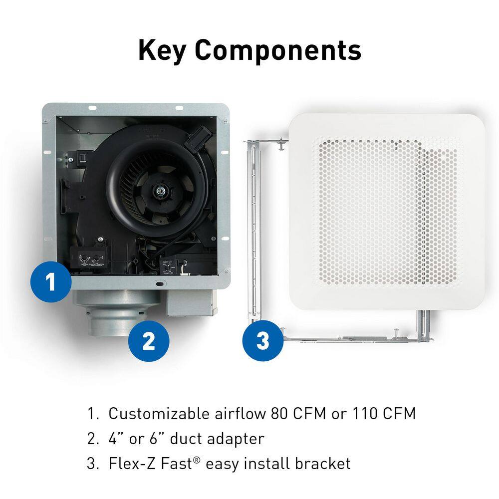 Panasonic RG-C811A Whisper Choice DC Pick-A-Flow 80 110 CFM Ceiling Bathroom Exhaust Fan with Flex-Z Fast Bracket6