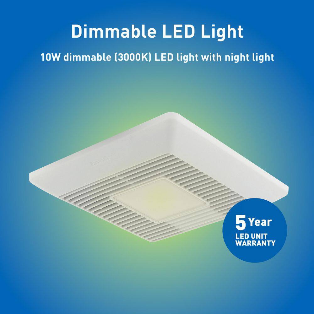 Panasonic RG-M79LA Whisper Mighty LED Pick-A-Flow 70-90CFM Ceiling Wall ENERGY STAR Bathroom Exhaust Fan 9.5 in. x 9.5 in. Grille Footprint 46