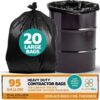 PlasticMill 61 in. W x 68 in. H. 95 Gal. 3 mil Black Contractor Bags (20-Count)