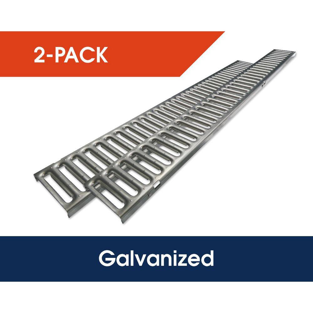 RELN 001208 Storm Drain 4.75 in. x 39.25 in. Channel Drain Replacement Galvanized Grate (2-Pack)1