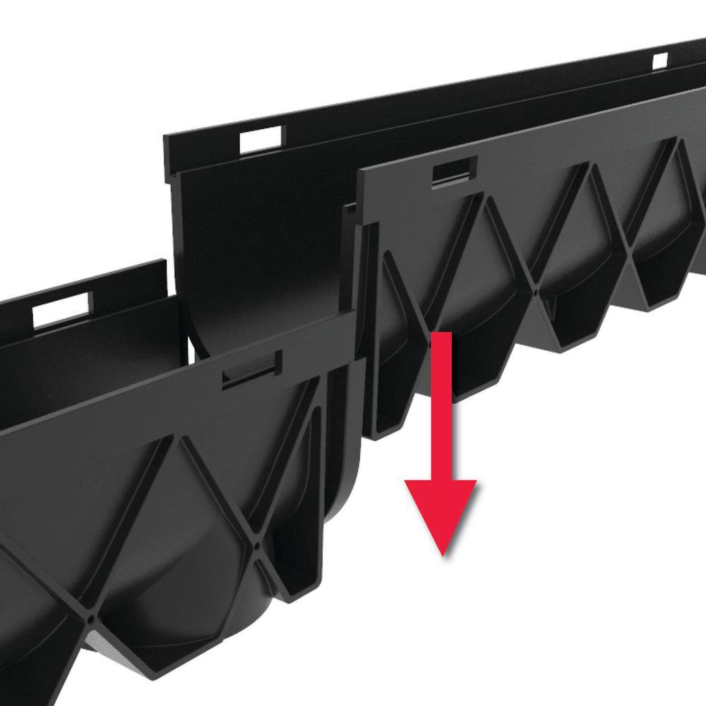 RELN 003101 Storm Drain 5 in. x 40 in. Channel Drain Kit, Black Grate6