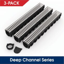 RELN 003115 Storm Drain Series 5 in. W x 5.25 in. D x 39.4 in. L Channel Drain Kit with Galvanized Grate (3-Pack)