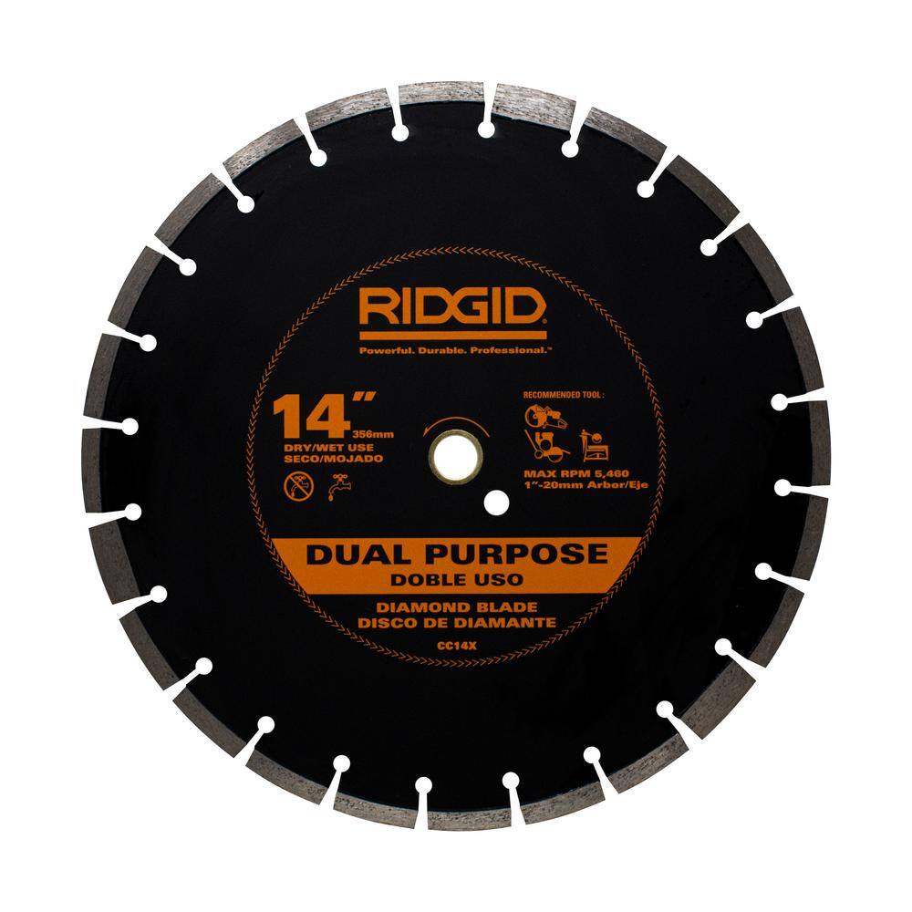 RIDGID HD-CC14X 14 in. Dual-Purpose Walk-Behind Saw Diamond Blade RIDGID HD-CC14X 14 in. Dual-Purpose Walk-Behind Saw Diamond Blade