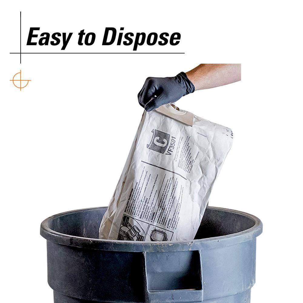 RIDGID VF3501A High-Efficiency Wet Dry Vac Dry Pick-up Only Dust Bags for 3-4.5 Gallon and HD0600 RIDGID Shop Vacuums, Size C (6-Pack)6