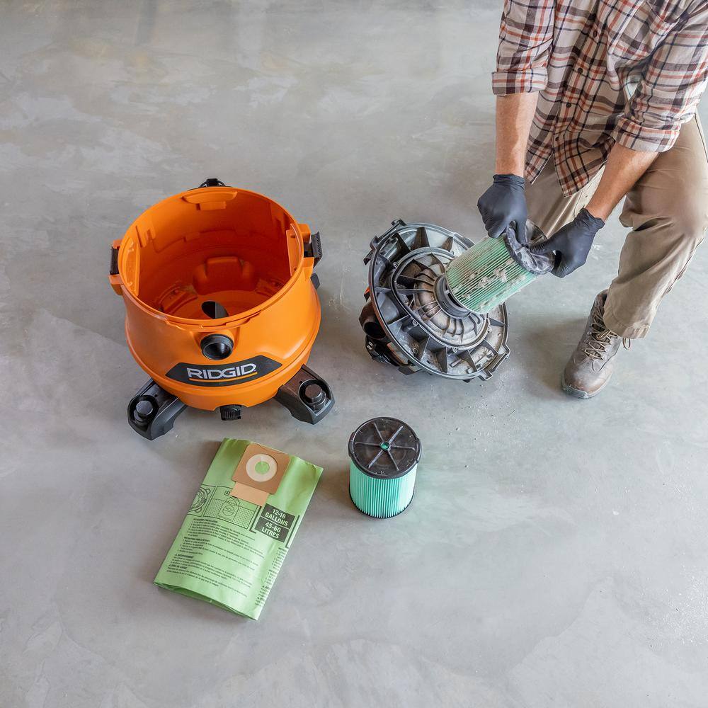RIDGID VF3602A Wet Dry Vac Premium Cyclonic Dry Pick-up Only Dust Bags for Select 12-16 Gallon RIDGID Shop Vacuums, Size A (6-Pack)6