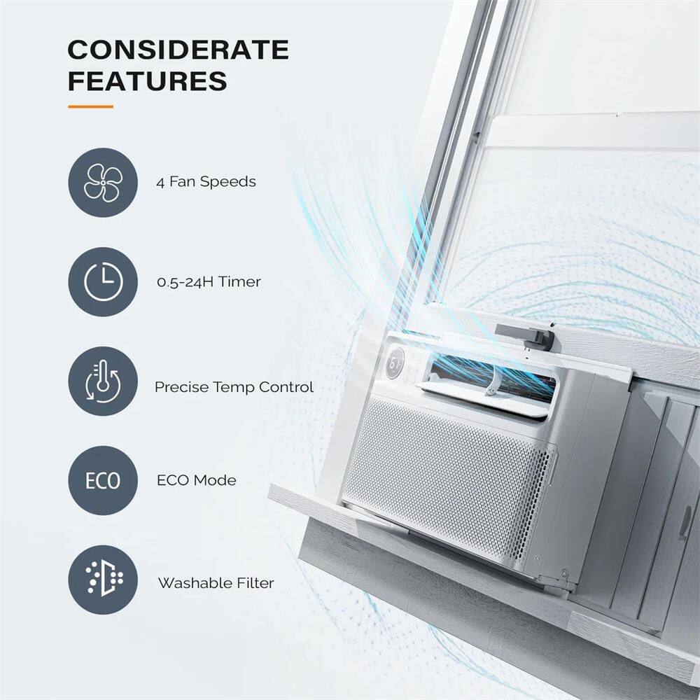 ROVSUN K2G46000630 12,000 BTU (DOE) 115 Volts Inverter WIFI Window Air Conditioner 550 sq. ft. with Remote in White3