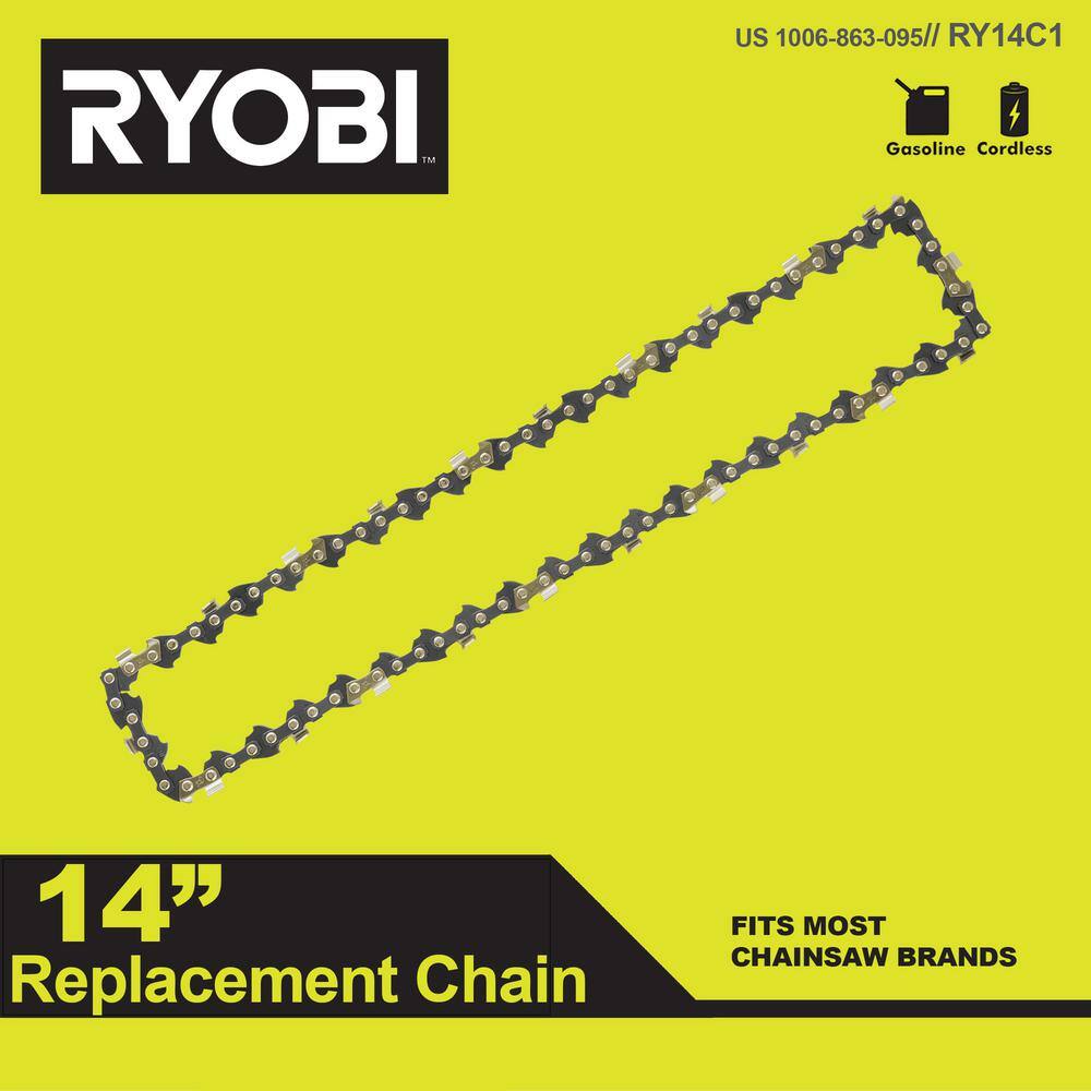 RYOBI RY14C1-4 14 in. 0.050-Gauge Replacement Full Complement Standard Chainsaw Chain, 52 Links (4-Pack) RYOBI RY14C1-4 14 in. 0.050-Gauge Replacement Full Complement Standard Chainsaw Chain, 52 Links (4-Pack)