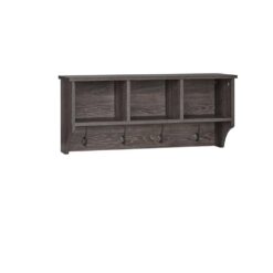 RiverRidge Home 16-030 Woodbury Weathered Woodgrain Entryway Wall Coat Rack Storage with Hooks and Open Cubby Shelves for Hallway