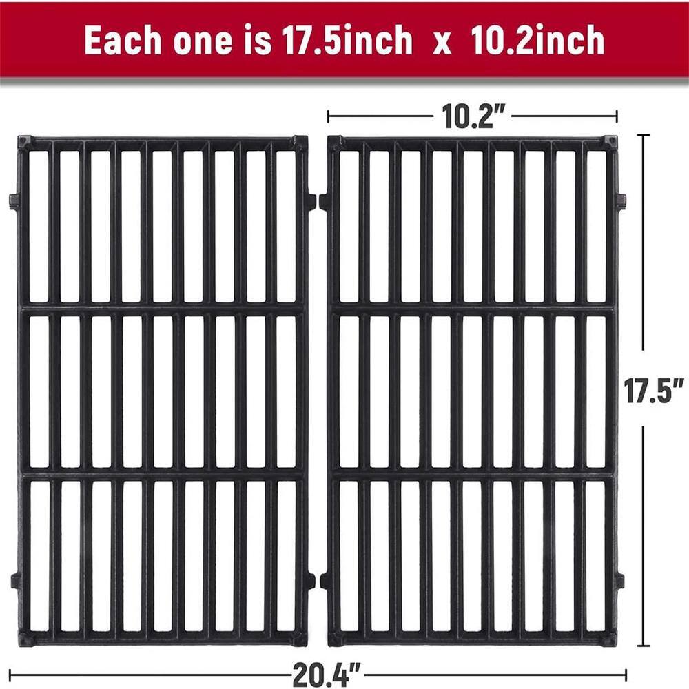 SHINESTAR 7637 Grill Grates Replacement for Weber Spirit E-210 S-210, Spirit I & II 200 Series Cast Iron (2-Pack)6