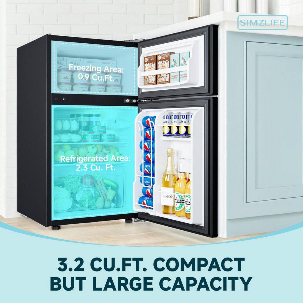 SIMZLIFE RF-H-HD 20 in. 3.2 cu. ft. Mini Refrigerator in Black with Compact Freezer, 7 Temperature Control, Low Noise, 3D Cooling1