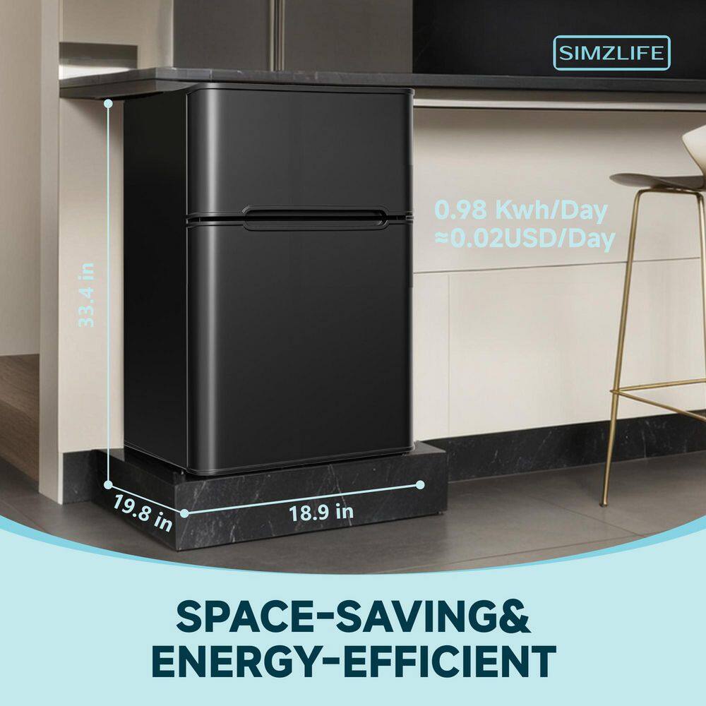 SIMZLIFE RF-H-HD 20 in. 3.2 cu. ft. Mini Refrigerator in Black with Compact Freezer, 7 Temperature Control, Low Noise, 3D Cooling4
