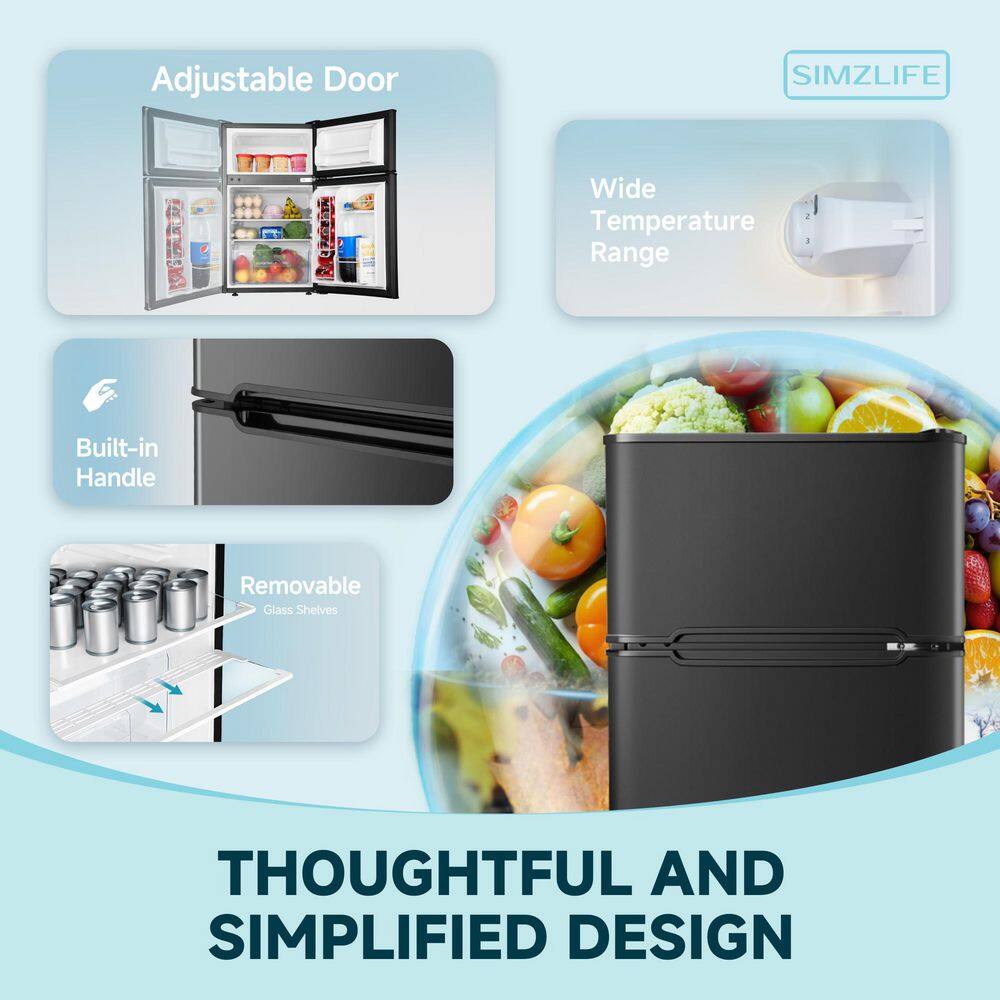 SIMZLIFE RF-H-HD 20 in. 3.2 cu. ft. Mini Refrigerator in Black with Compact Freezer, 7 Temperature Control, Low Noise, 3D Cooling6