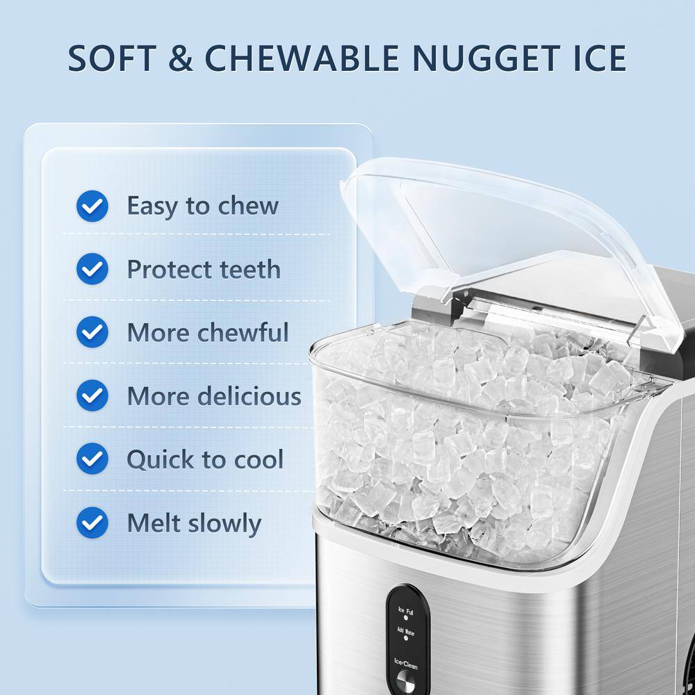 SIMZLIFE ZX-IM-15S-S-HD 8.7 in. 35 lb. 24H Nugget Ice Countertop Portable Ice Maker in Silver, Stainless Steel, Ready in 6 Mins, Auto-Cleaning3