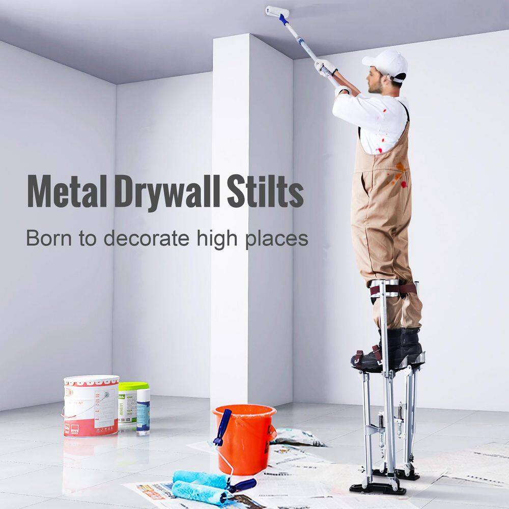 SKYSHALO Drywall Stilts, 24 in. to 40 in. Adjustable Aluminum Tool Stilts with Protective Knee Pads, Drywall Stilts, Silver8