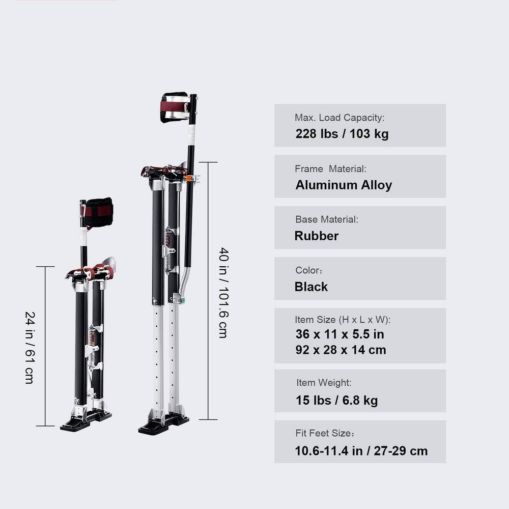 SKYSHALO Drywall Stilts Aluminum Tool Stilts 24 to 40 in. Adjustable Painting Black8