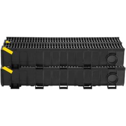 SKYSHALO Trench Drain System, Channel Drain with Plastic Grate, 5. 9x7. 5-In. HDPE Drainage Trench, Black Plastic Drain, 4 Pack