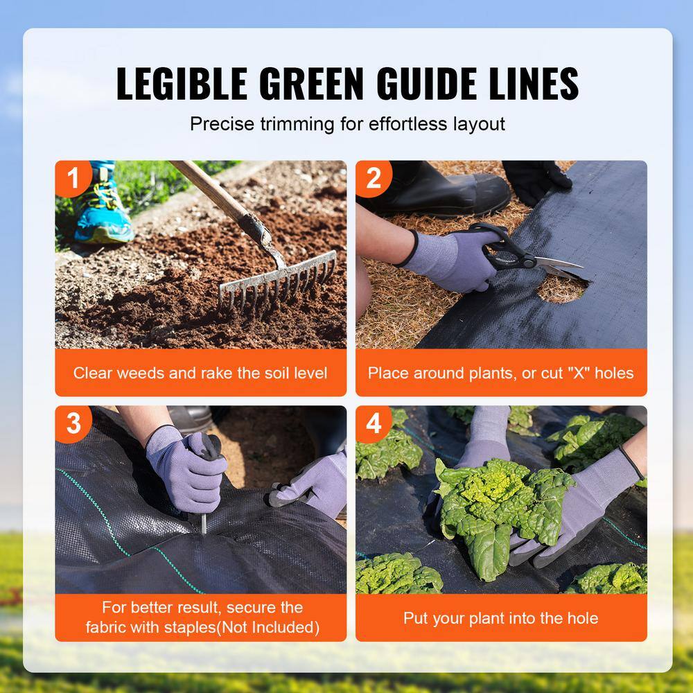 SVOPES 13 ft. x 60 ft. Premium Heavy Duty Weed Barrier Fabric, 5 oz. Woven, High Permeability6