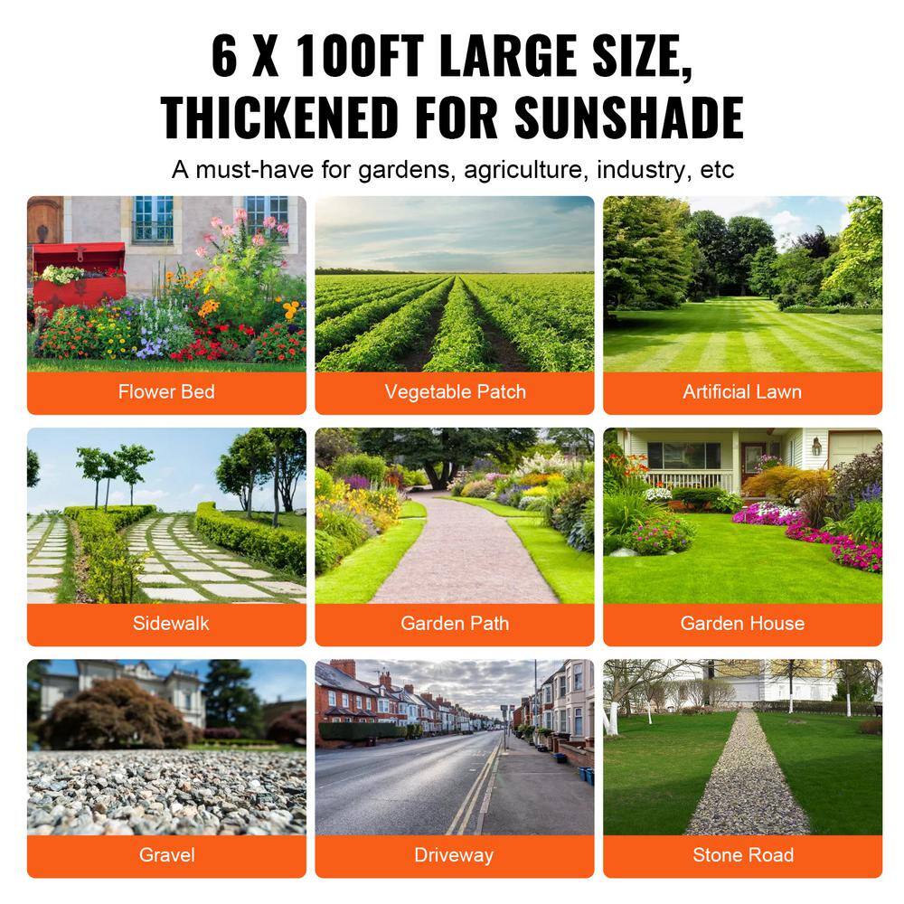 SVOPES Weed Barrier Landscape Fabric, 6 ft. x 100 ft. Heavy Duty Woven PP, Geotextile Landscaping, Driveway, Ground Cover Black6