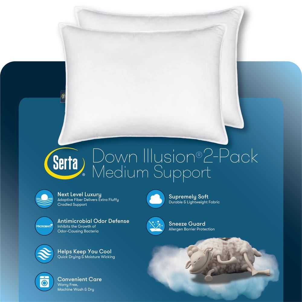 Serta PZW020AKGWHT Down Illusion Hypoallergenic Medium Density Down Alternative King Pillow (Set of 2)7