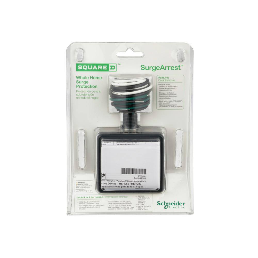 Square D HEPD50 50 kA Universal Whole Home Surge Protection Device0