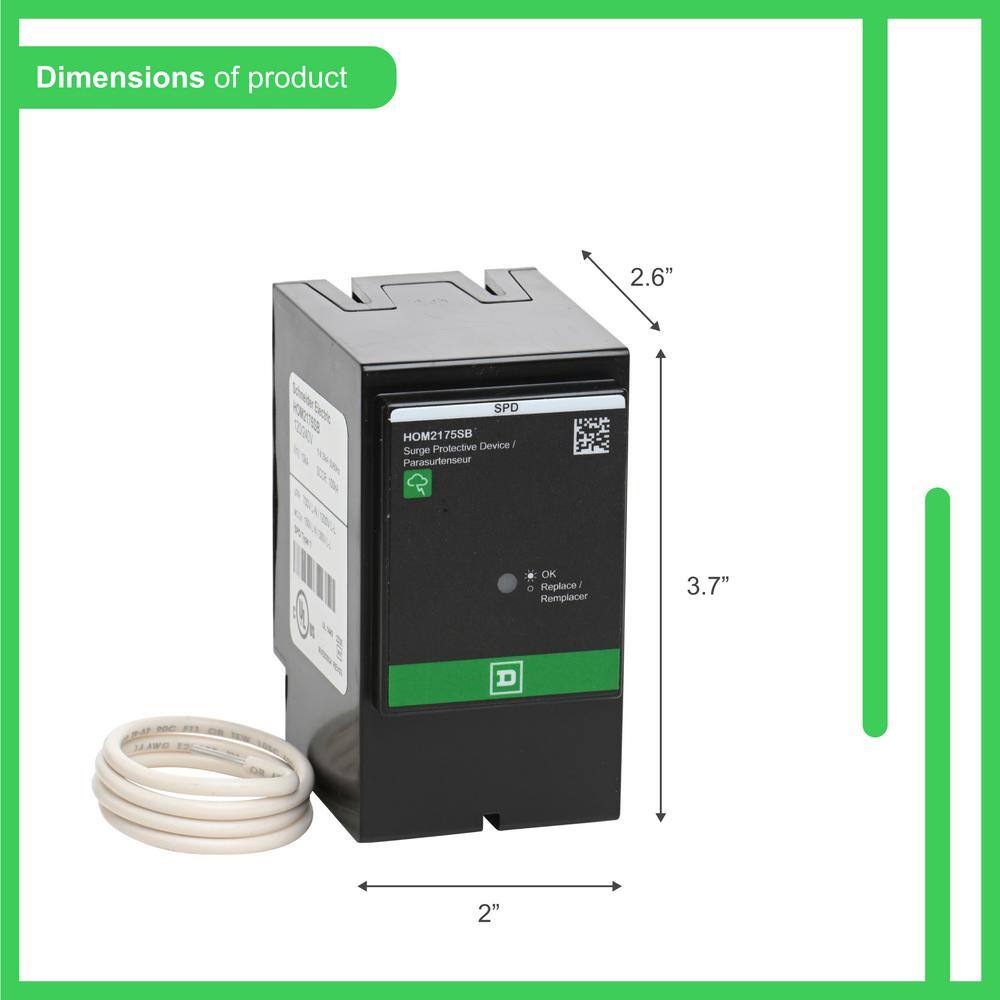 Square D HOM2175SB 25kA 2-Pole Whole Home Surge Protection Device for Square D Homeline Load Centers HOM2175SB2