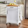 StyleWell SK17787Cr2-BBW Glenville Small Cream White Rolling Kitchen Cart with Butcher Block Top and Single-Drawer Storage (24" W )