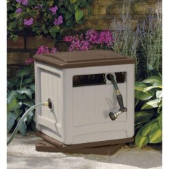 Suncast 7205248 SSM200B Swivel Hose Reel Hideaway with Smart Trak Hose Guide and Bin in Taupe