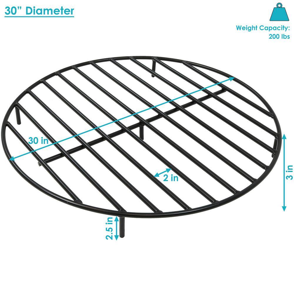 Sunnydaze NB-RG30-INV 30 in. Round Steel Fire Pit Grate in Black1