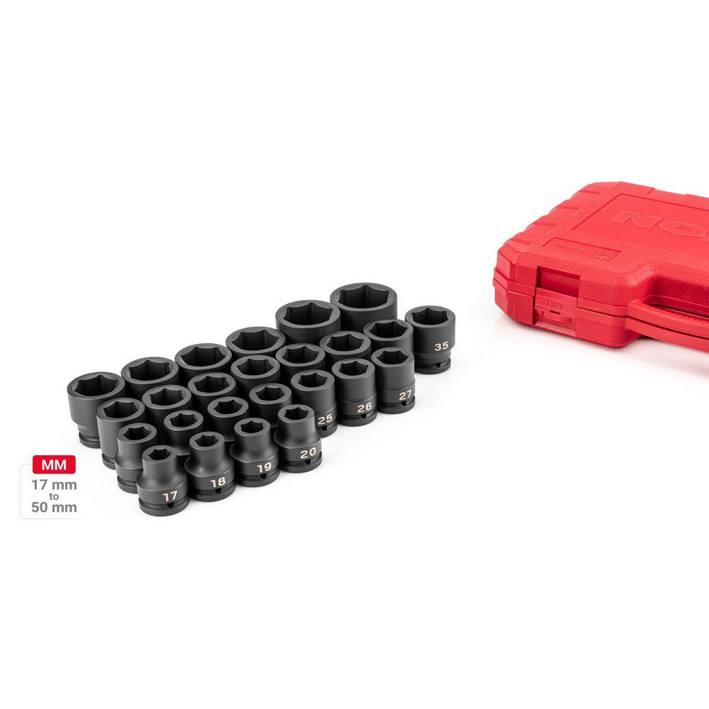 TEKTON SID93313 3 4 in. Drive 6-Point Impact Socket Set with Case, 25-Piece (17-50 mm, Common Sizes)1