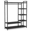 Tribesigns Cynthia Black Garment Rack with Storage Shelves and Hang Rod