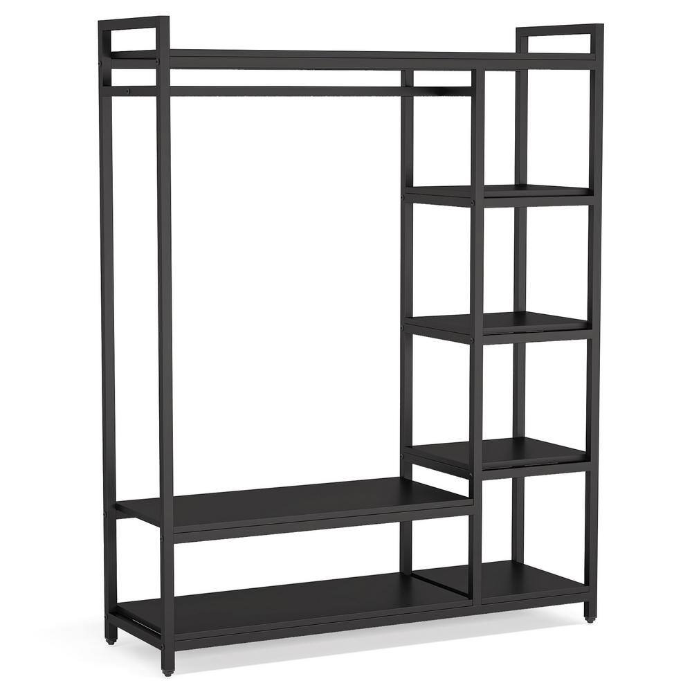 Tribesigns Cynthia Black Garment Rack with Storage Shelves and Hang Rod Tribesigns Cynthia Black Garment Rack with Storage Shelves and Hang Rod