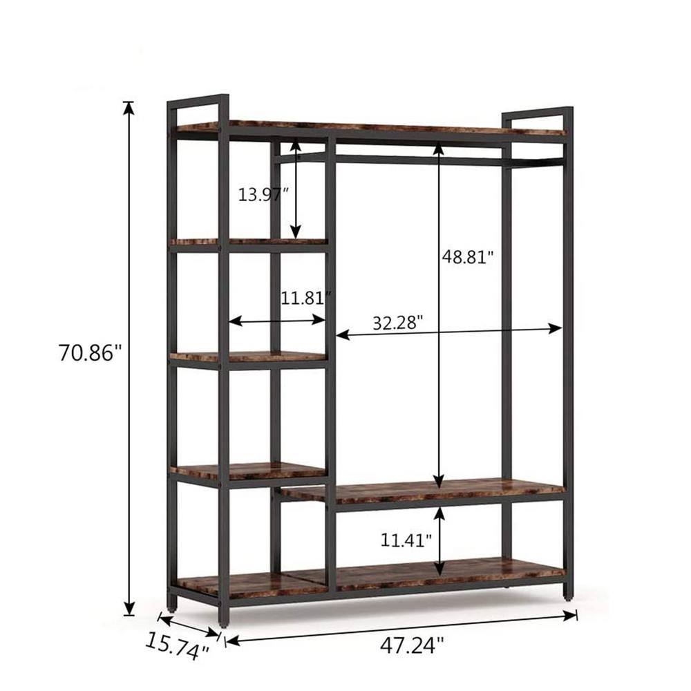 Tribesigns Cynthia Brown Garment Rack with Storage Shelves and Hang Rod6