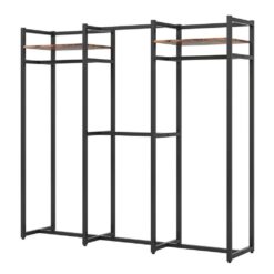 Tribesigns TJHD-QP-0096-1 Cynthia Black Freestanding Garment Rack Closet Organizer with Hanging Rods and Storage Shelves