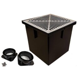 U.S. TRENCH DRAIN 80071 14 in. x 14 in. Storm Water Pit and Catch Basin for Modular Trench and Channel Drain Systems with Aluminum Grate
